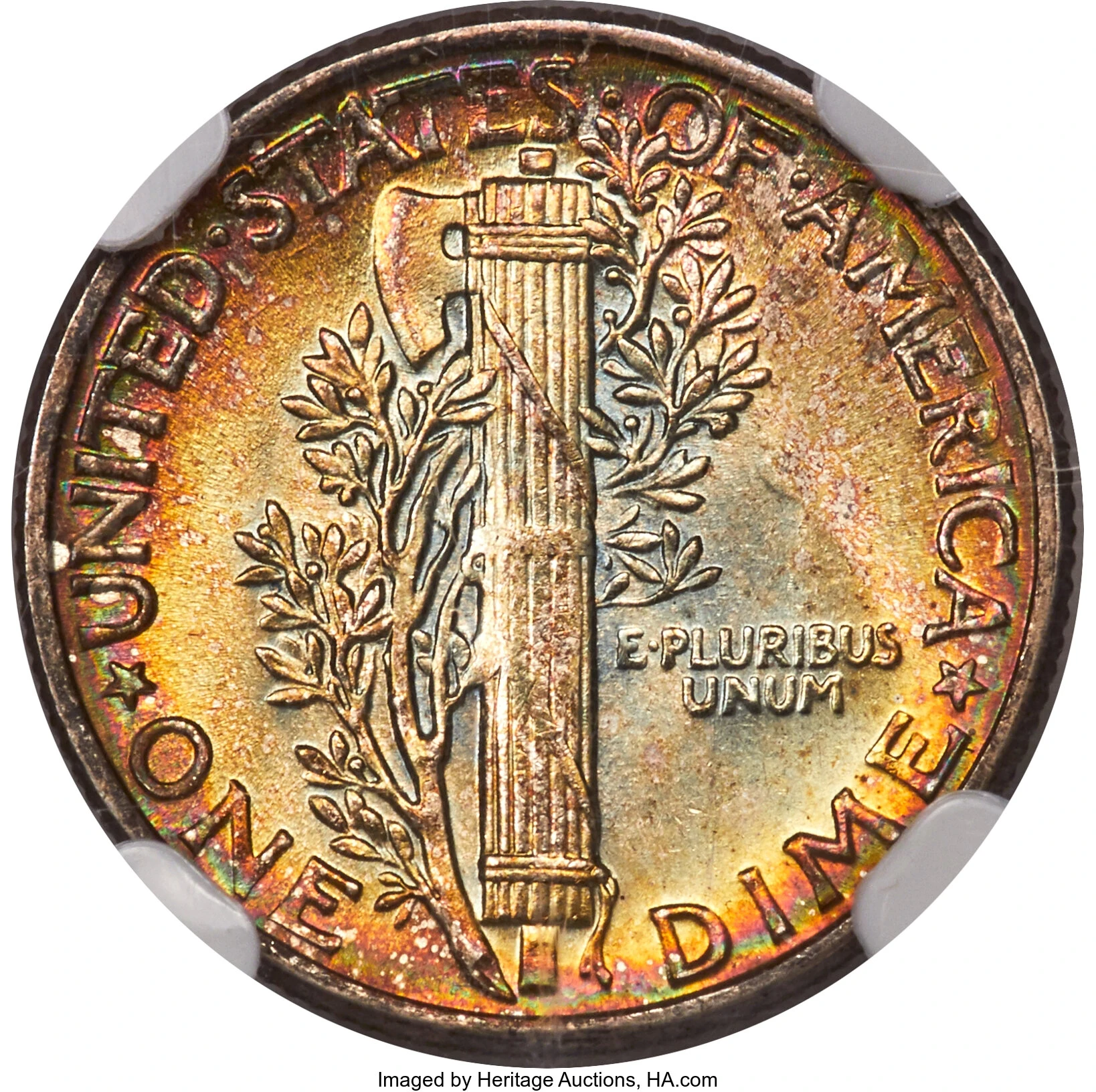 Enlarged center of reverse on 1945 · MS65 · no FB on the record
