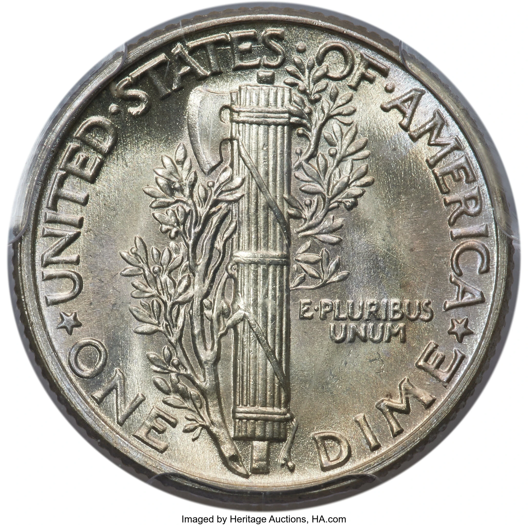 Enlarged center of reverse on 1945 · MS65FB · CAC