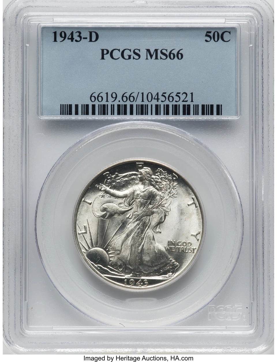 PCGS MS66 obverse and holder where shown