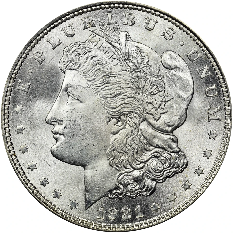 Morgan dollar used to illustrate its standard silver composition