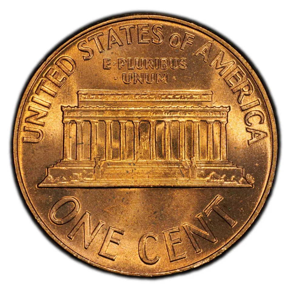 Same coin · Memorial reverse: The building replaces the two wheat ears used through 1958.