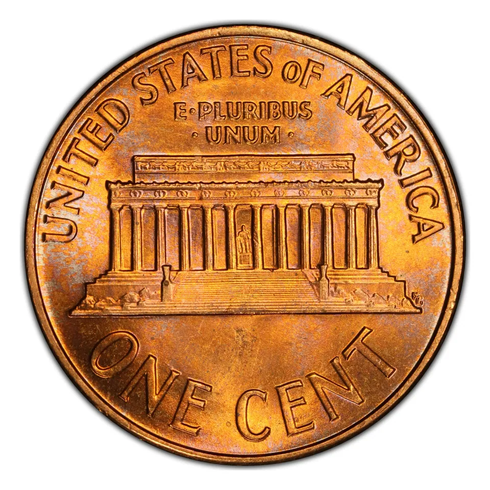 1961 Memorial reverse: compare the steps, columns and uninterrupted rim.