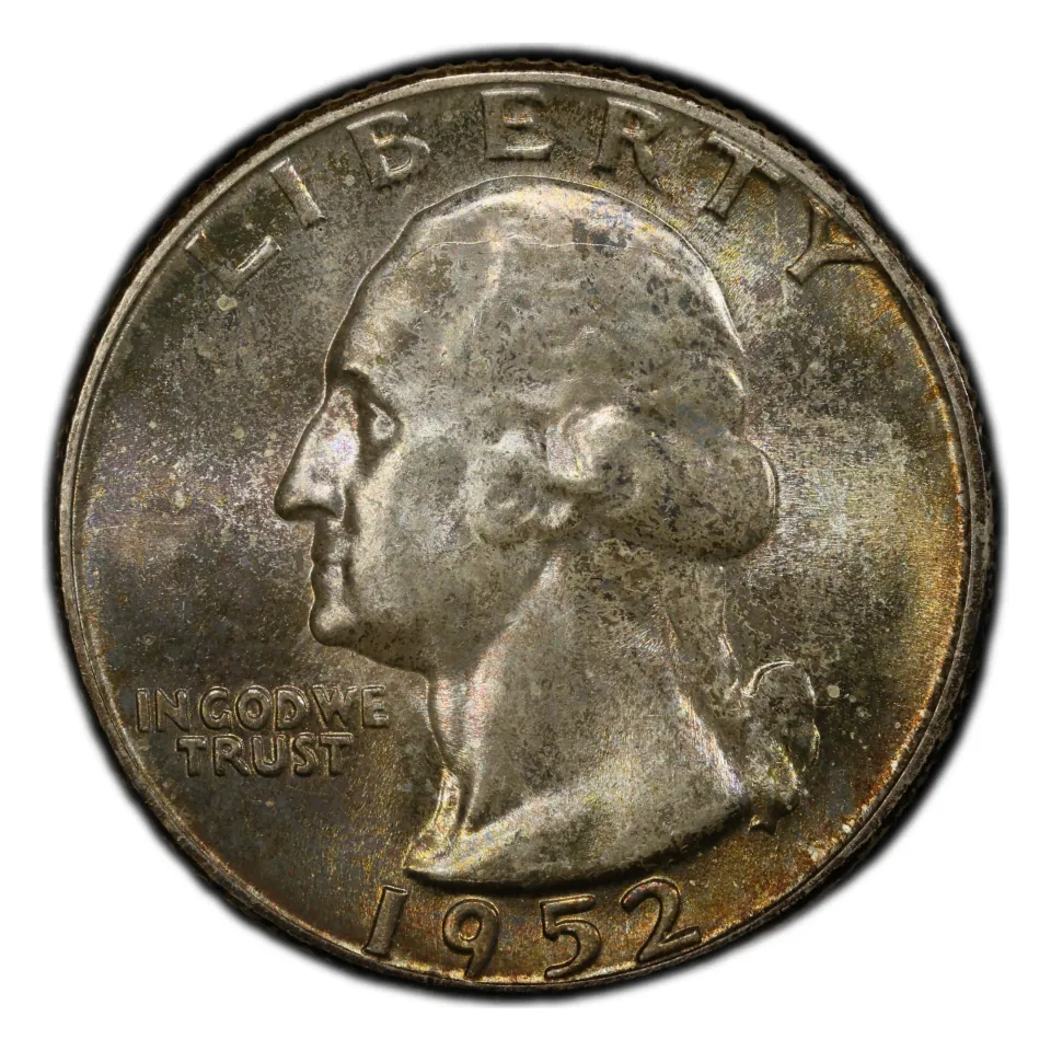 1952 Philadelphia quarter obverse: Washington and the date.
