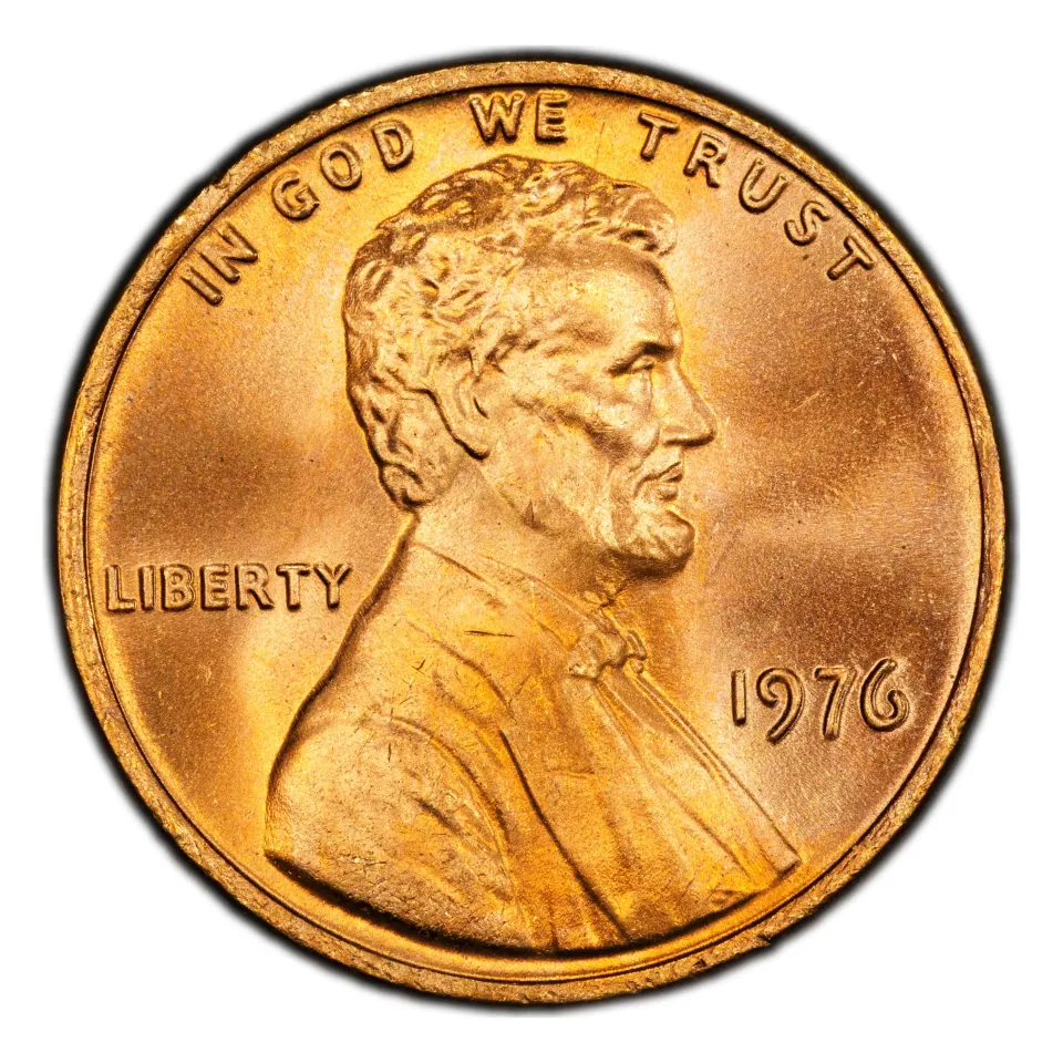 1976 Philadelphia cent: a single 1976 date and no mint mark are normal.