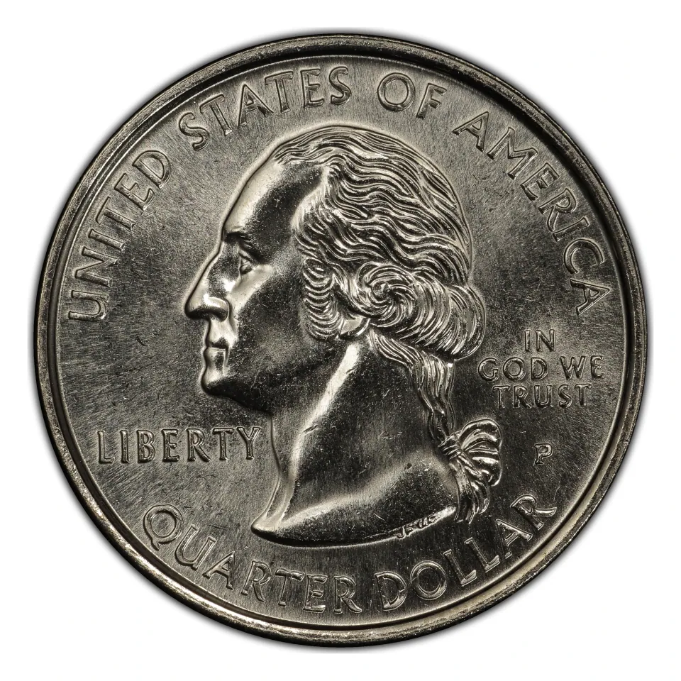 1999-P State-quarter obverse: shared Washington portrait and relocated legends.