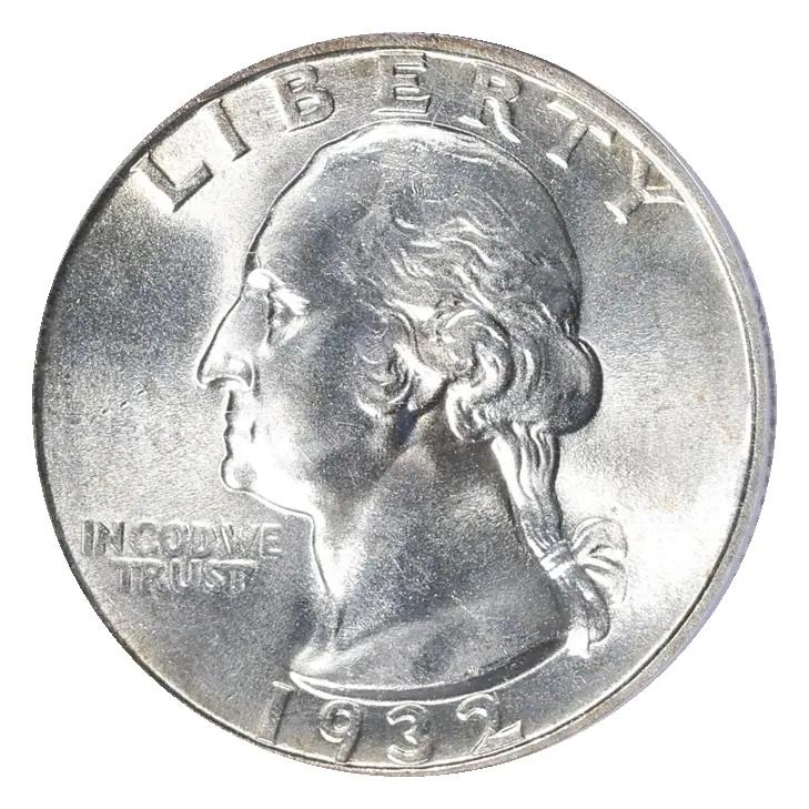 1932 Philadelphia Washington quarter obverse: first-year date beneath the portrait.