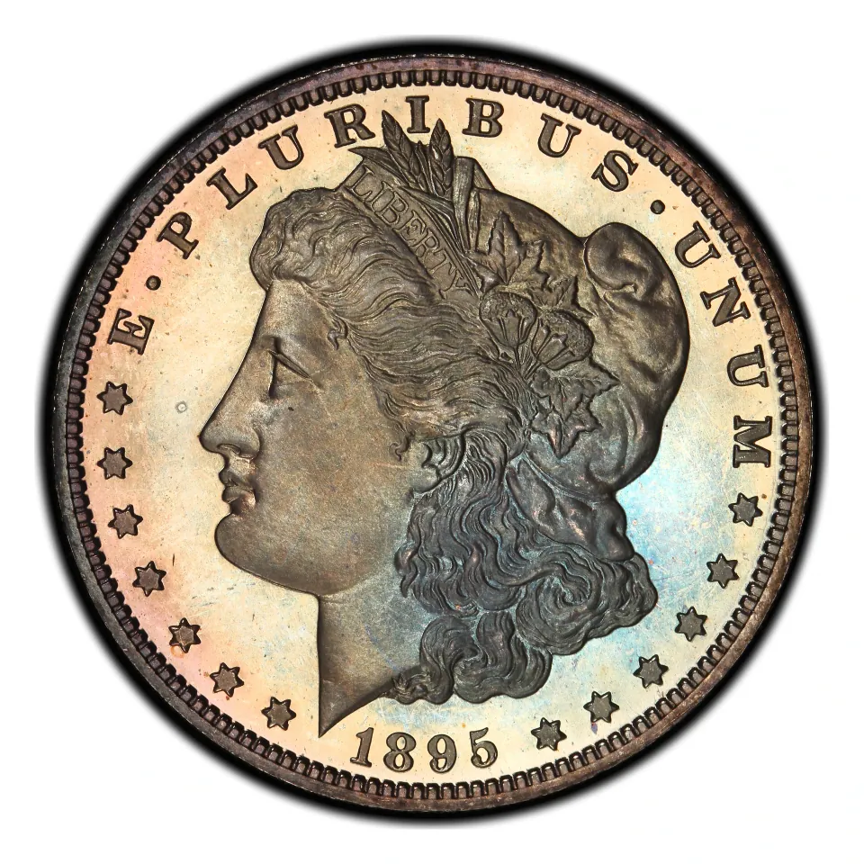 1895 Philadelphia Morgan Proof obverse: Liberty and the date.