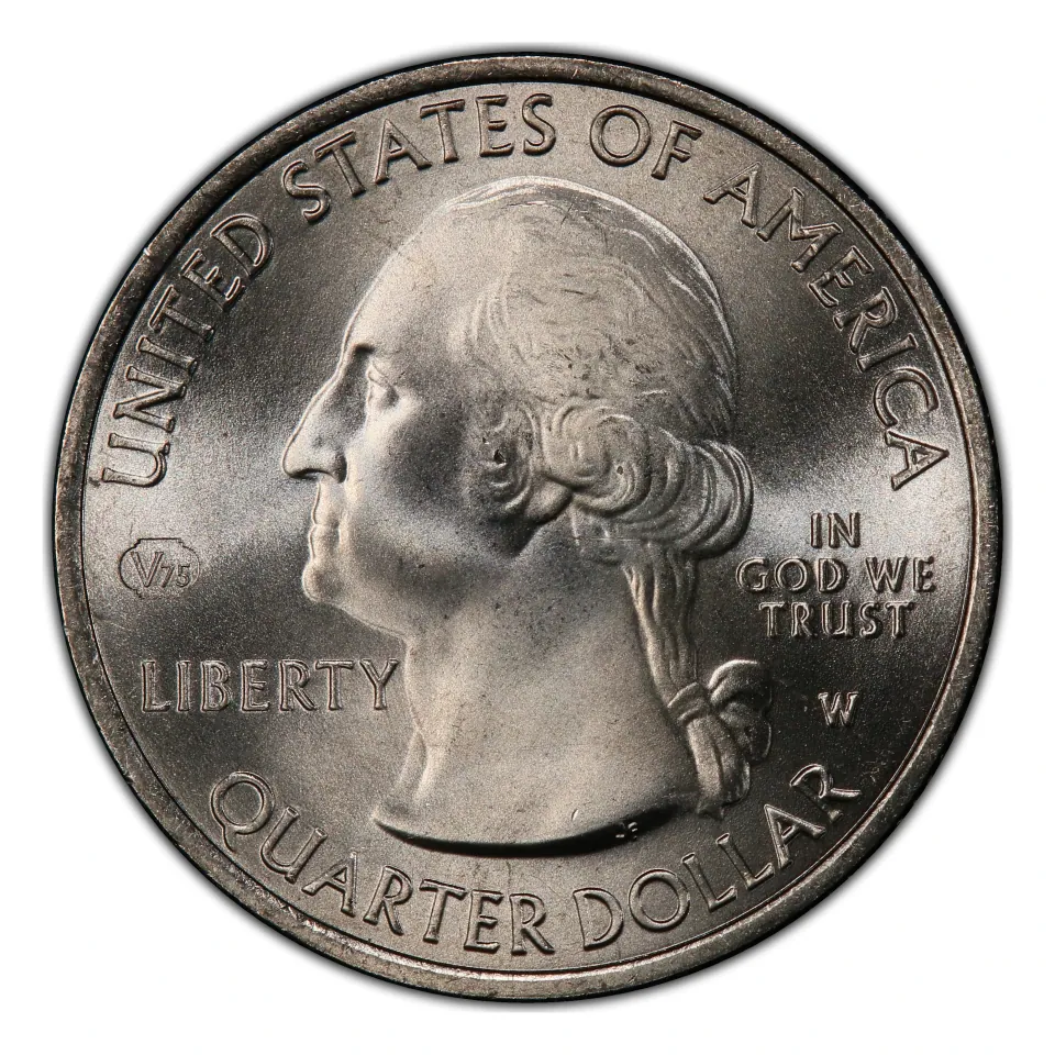 2020-W Salt River Bay obverse: inspect W and the V75 privy beside Washington.