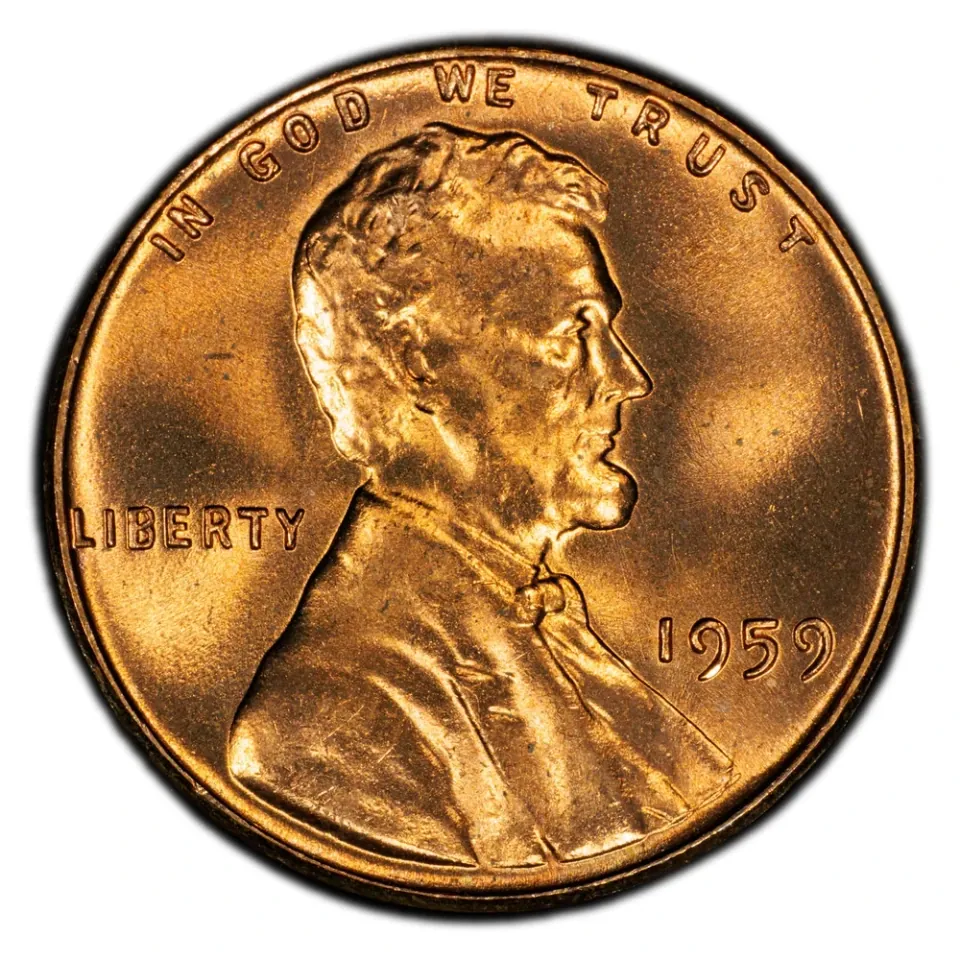 1959 Philadelphia Memorial cent obverse: Lincoln portrait and the first-year date.