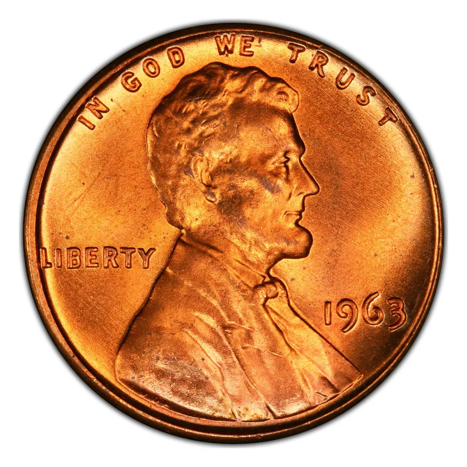 1963 Philadelphia obverse: this example has no mint mark below the date.