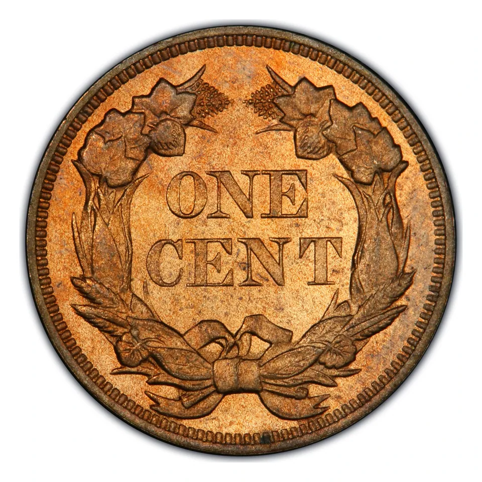 Same 1857 copper-nickel cent: ONE CENT and the wreath.