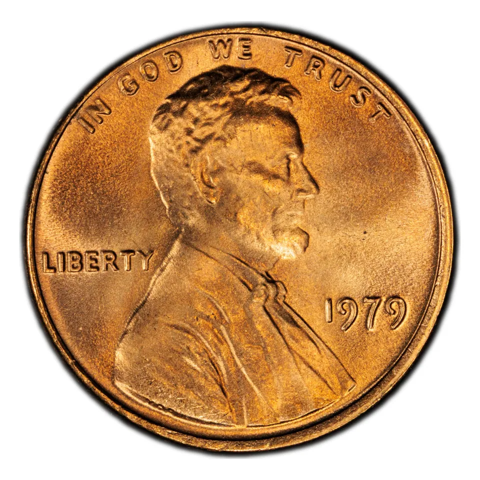 1979 Philadelphia Lincoln cent: no mint mark below the date is normal.