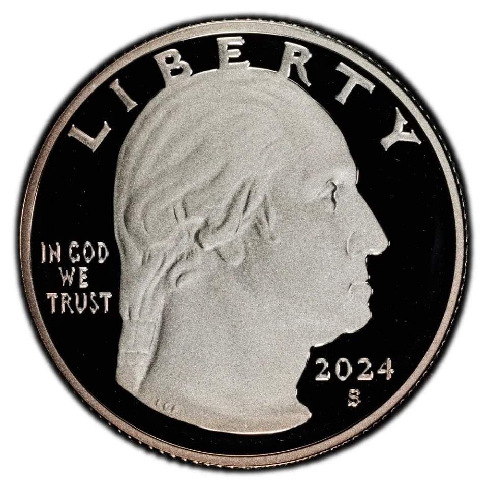 2024-S silver Proof · common obverse: Washington faces right; the date and S mint mark are at the lower right.
