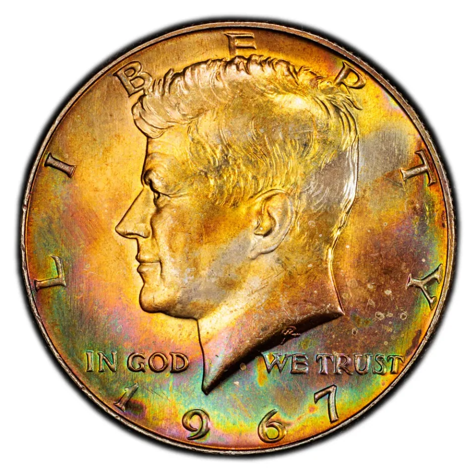 1967 regular strike · obverse: The date appears below Kennedy’s portrait.