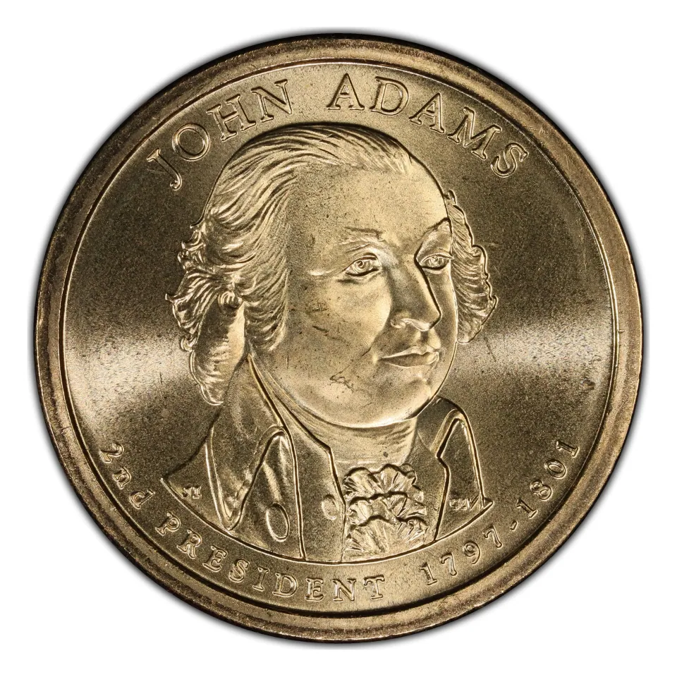 John Adams dollar obverse: 1797–1801 describes his presidential term, not the coin’s issue year.
