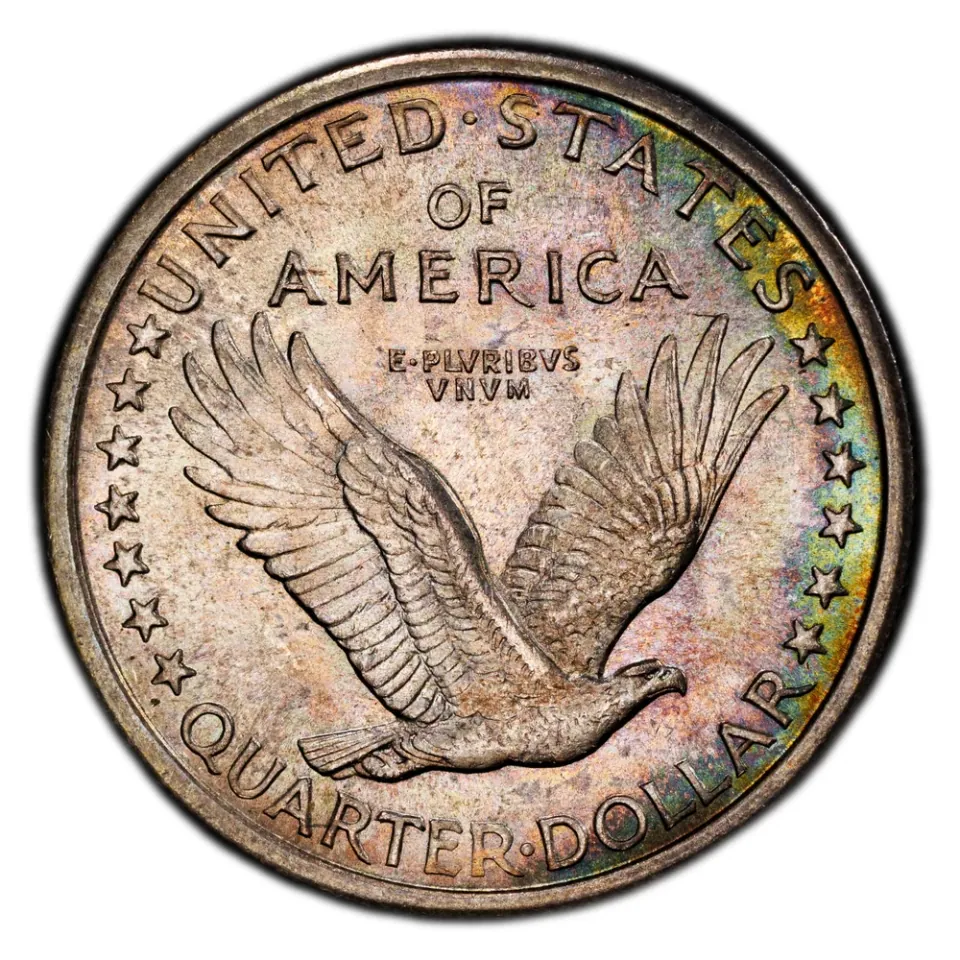 Same coin · reverse: The Type 1 eagle has no group of three stars beneath it.