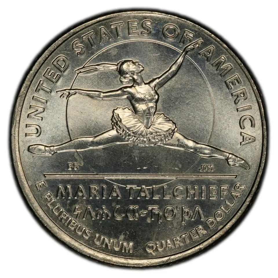 Same coin · Tallchief reverse: A dancer extends across the center, with her name below.