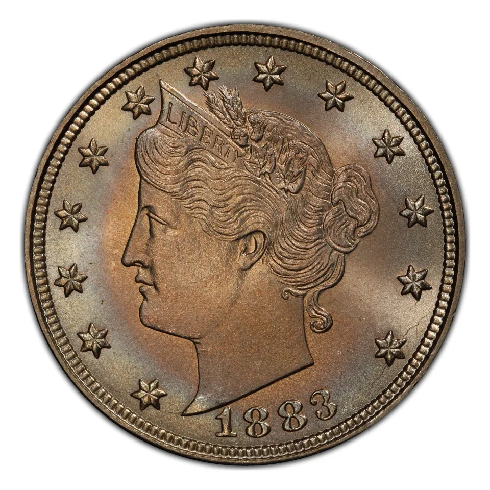 1883 With Cents Liberty nickel obverse: Liberty wears a coronet.