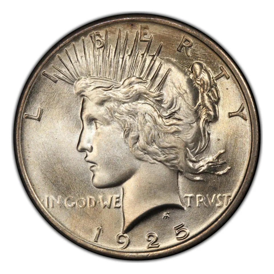 1925 Philadelphia Peace dollar obverse: a later regular issue.