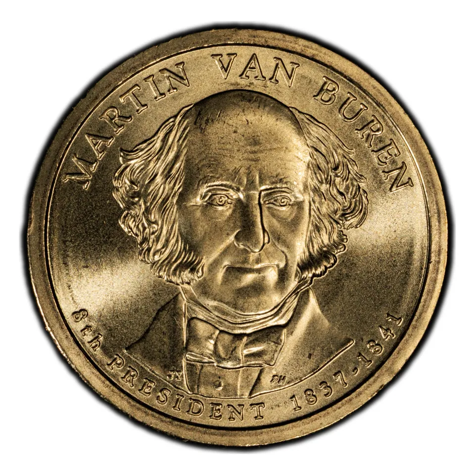 Van Buren obverse: 1837–1841 records the eighth president’s term.