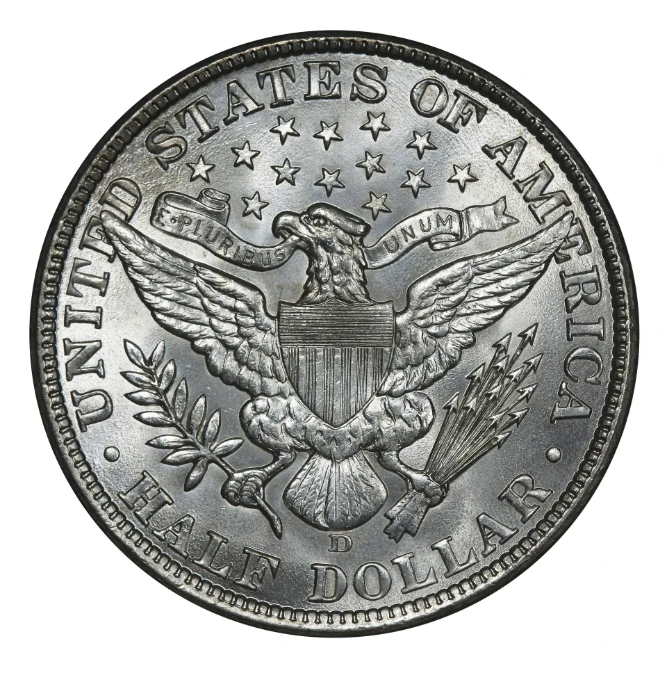 Same 1907-D reverse: the D mint mark sits below the eagle, above HALF DOLLAR.
