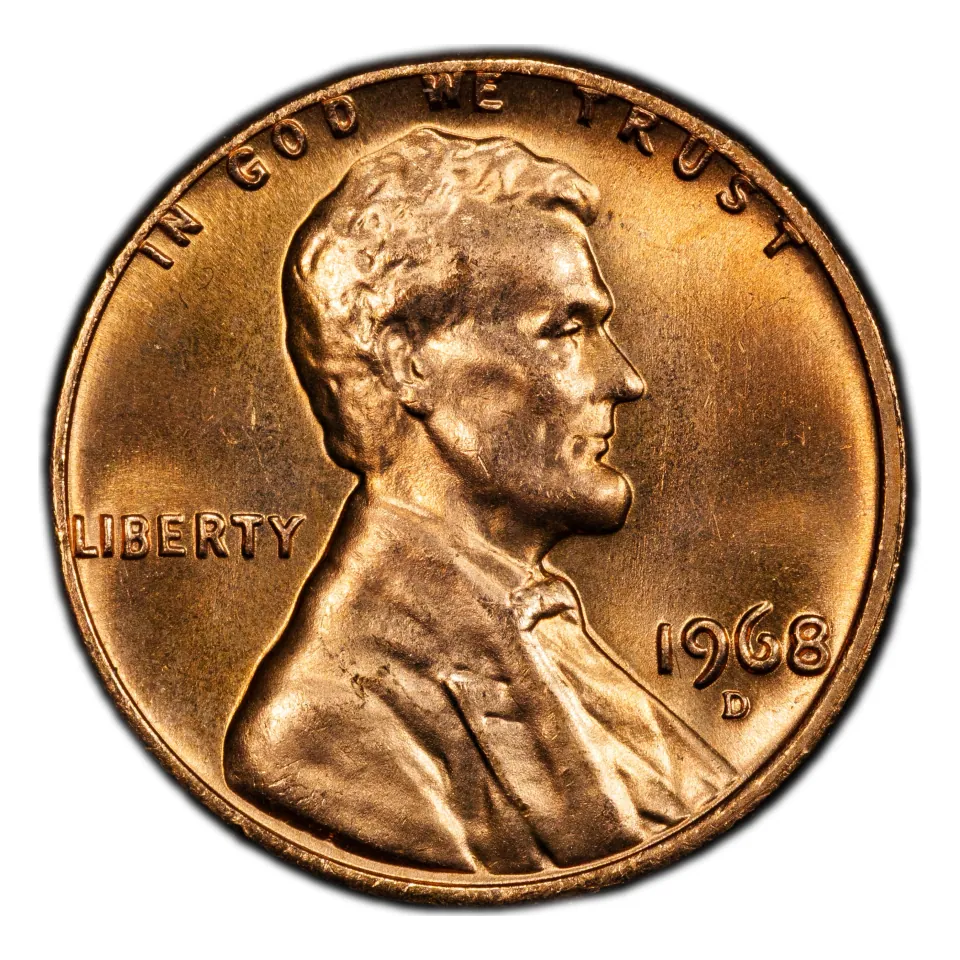 1968-D Lincoln cent obverse: find the D below the date.