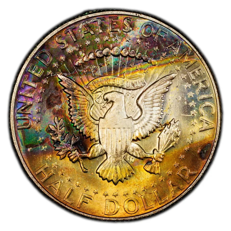 Same coin · reverse: The presidential-seal eagle appears above HALF DOLLAR.