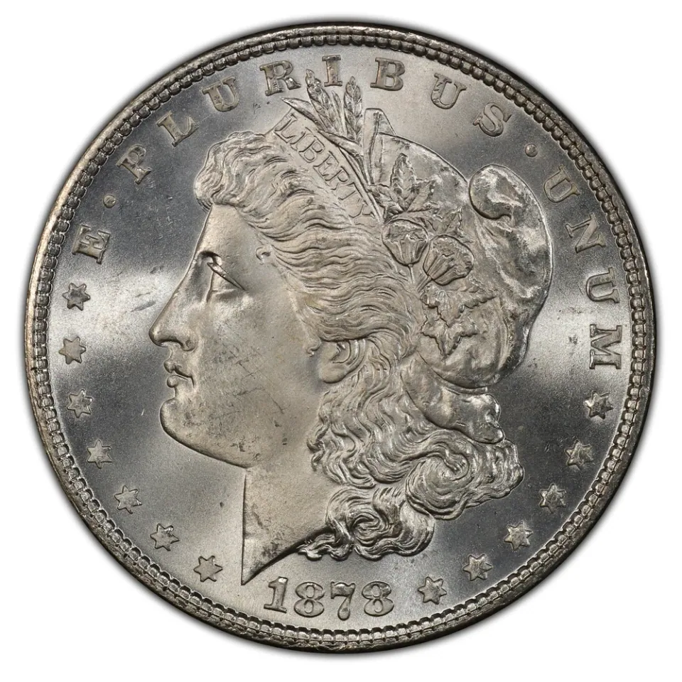 1878 Philadelphia · obverse: The date sits below Liberty; the portrait identifies the Morgan design.
