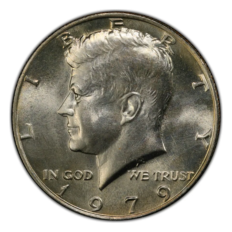 1979 Philadelphia Kennedy obverse: no mint mark above the date is normal.