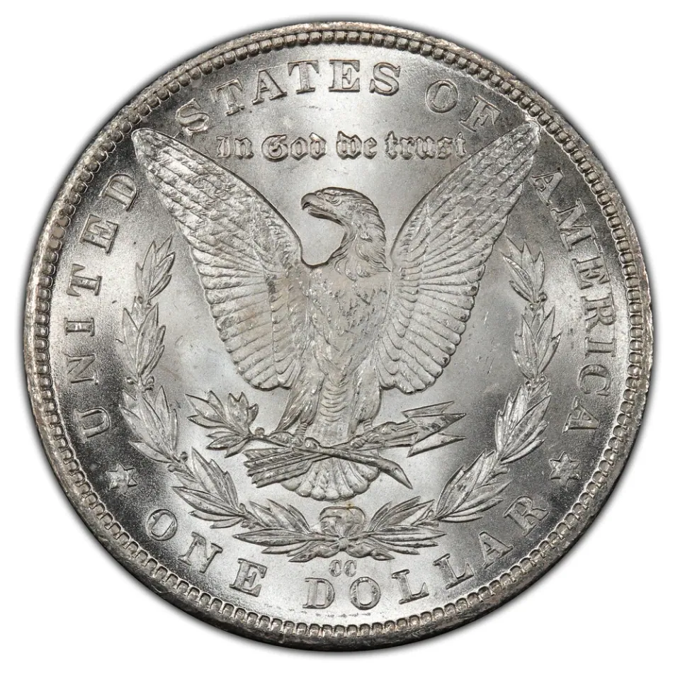 Same CC coin · reverse: CC appears between the wreath and DOLLAR.