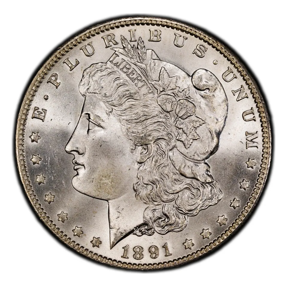 1891 Philadelphia Morgan obverse: read the complete date beneath Liberty.