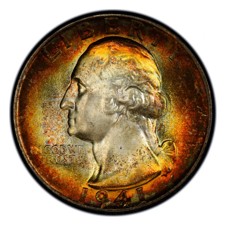 1941 Philadelphia Washington quarter obverse: read the date below the portrait.