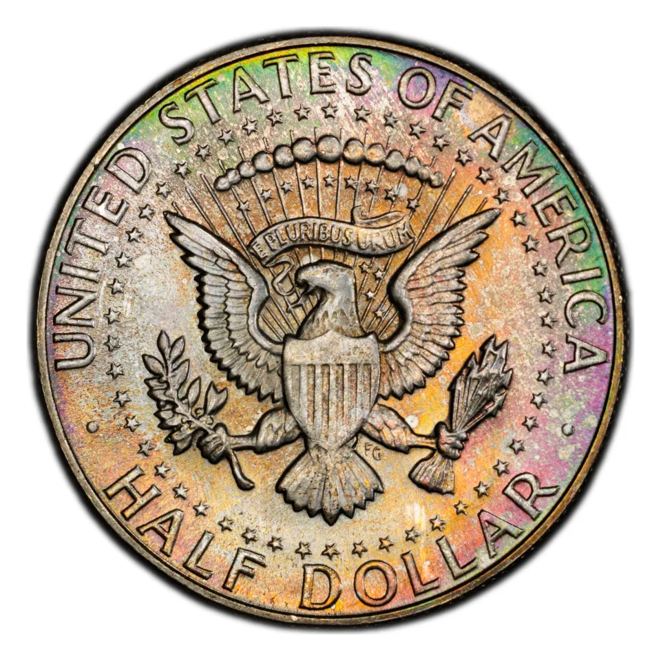Same 1965 half dollar reverse: the presidential-seal eagle is the normal design.