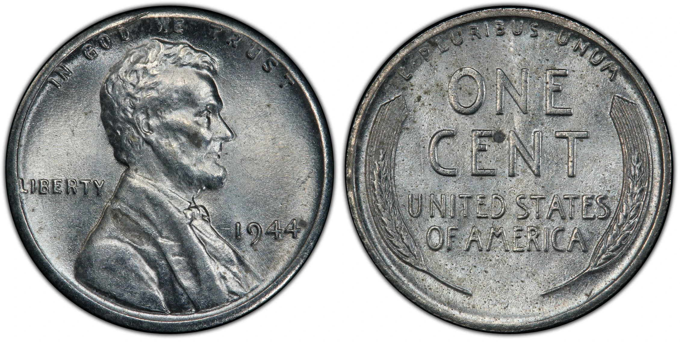 1944 steel error cent, obverse and reverse