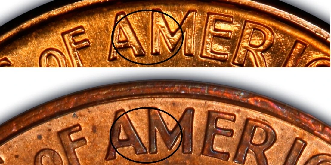 1992 Wide AM and Close AM reverse lettering comparison