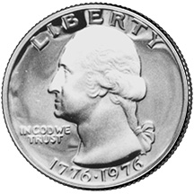 Bicentennial quarter · obverse: Washington and the dual date 1776–1976.