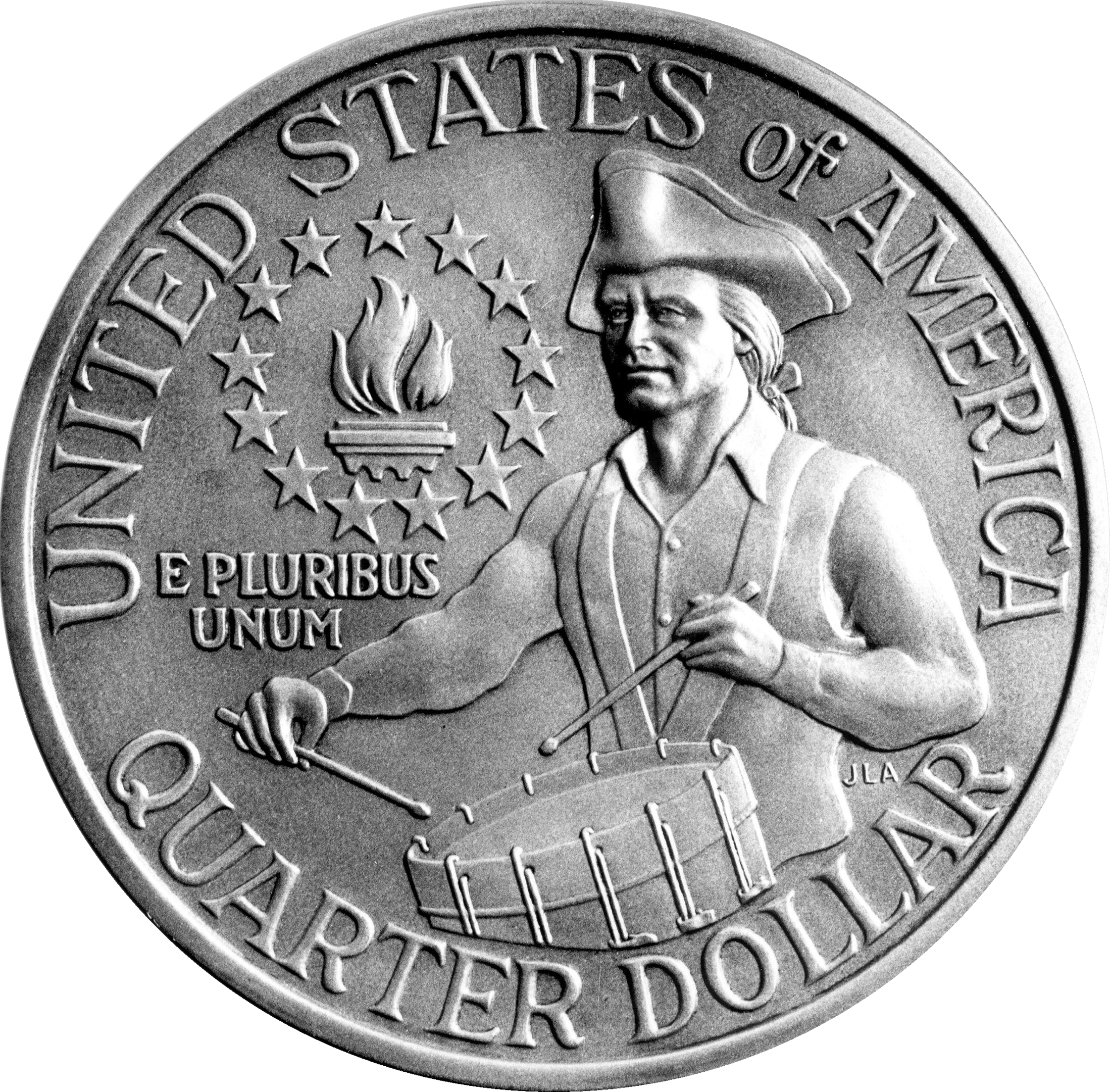 Bicentennial quarter · reverse: The drummer, torch and stars distinguish the quarter design.